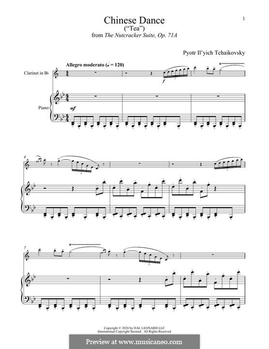 No.6 Chinese Dance: para clarinete e piano by Pyotr Tchaikovsky