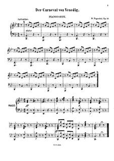Il Carnevale di Venezia (The Carnival of Venice), MS 59 Op.10: For violin and piano – piano part by Niccolò Paganini