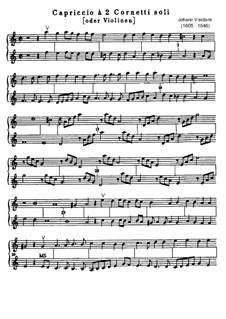 Capriccio for Two Cornets (or Two Violins): Capriccio for Two Cornets (or Two Violins) by Johann Vierdanck