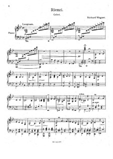 Rienzi, the Last of the Tribunes, WWV 49: Rienzi's Prayer, for piano by Richard Wagner