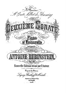 Sonata for Cello and Piano No.2 in G Major, Op.39: Score by Anton Rubinstein