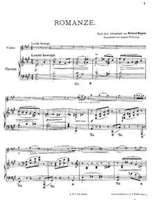 Album Leaf (Romance), WWV 94: para violino by Richard Wagner