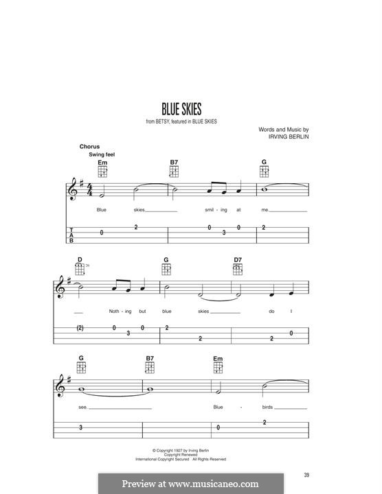 Blue Skies: para ukulele by Irving Berlin