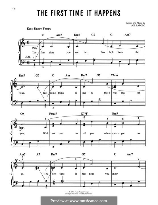 The First Time It Happens (from The Great Muppet Caper): Para Piano by Joe Raposo