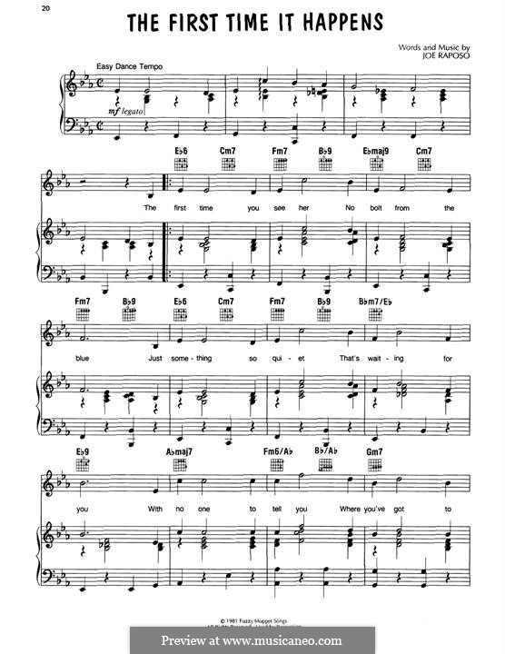 The First Time It Happens (from The Great Muppet Caper): Para vocais e piano (ou Guitarra) by Joe Raposo