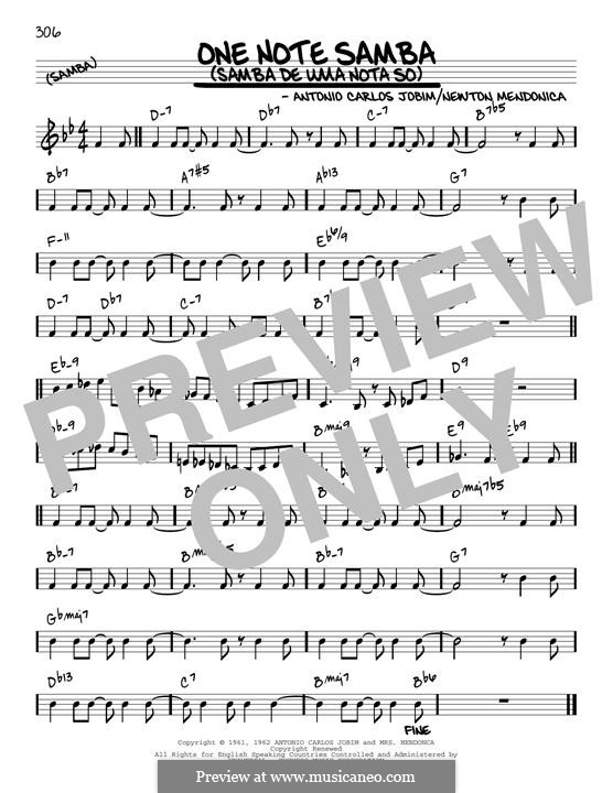 One Note Samba (Samba De Uma Nota): Melody line (reharmonized version) by Antonio Carlos Jobim