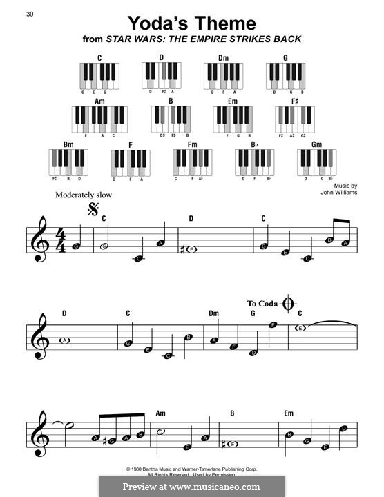 Yoda's Theme (from Star Wars: The Empire Strikes Back): Facil para o piano by John Williams