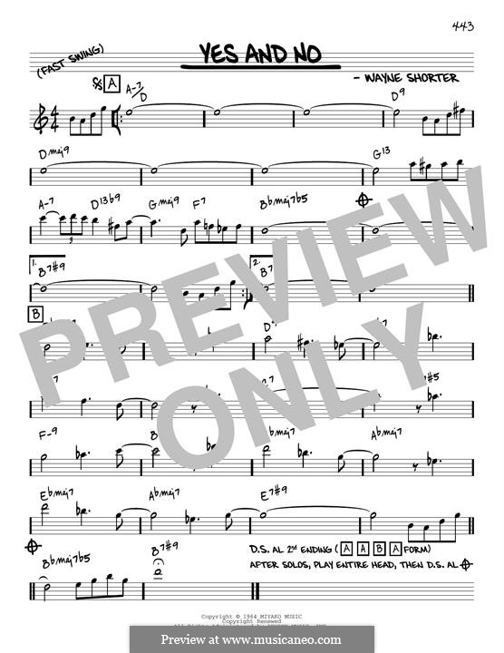 Yes and No: Melody line (reharmonized version) by Wayne Shorter