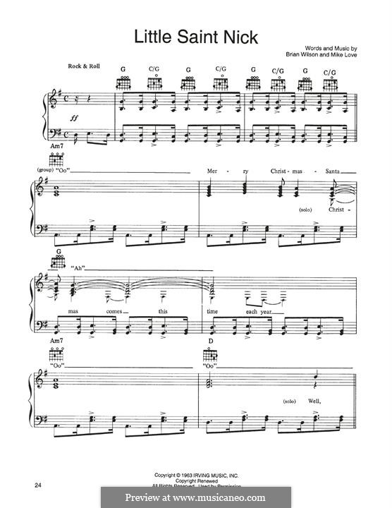 Little Saint Nick (The Beach Boys): Para vocais e piano (ou Guitarra) by Brian Wilson, Mike Love