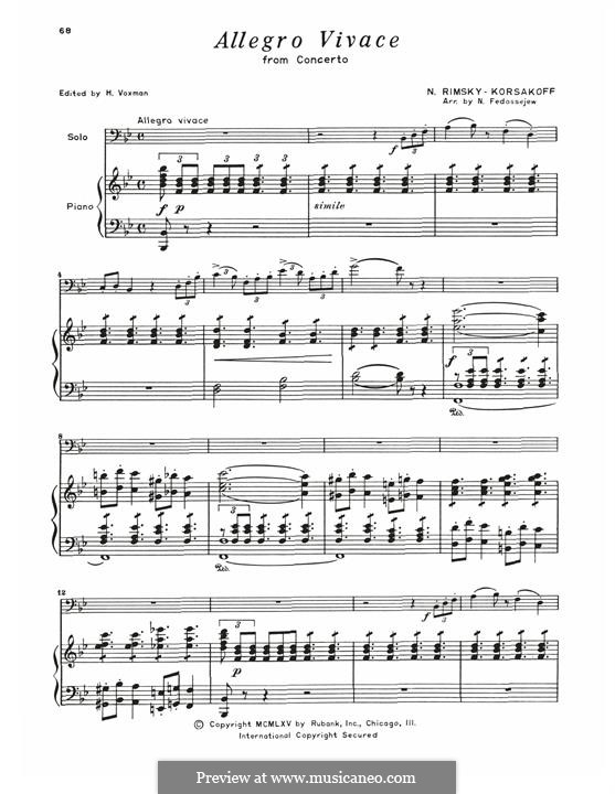 Concerto for Trombone and Orchestra in B Flat Major: Allegro Vivace by Nikolai Rimsky-Korsakov