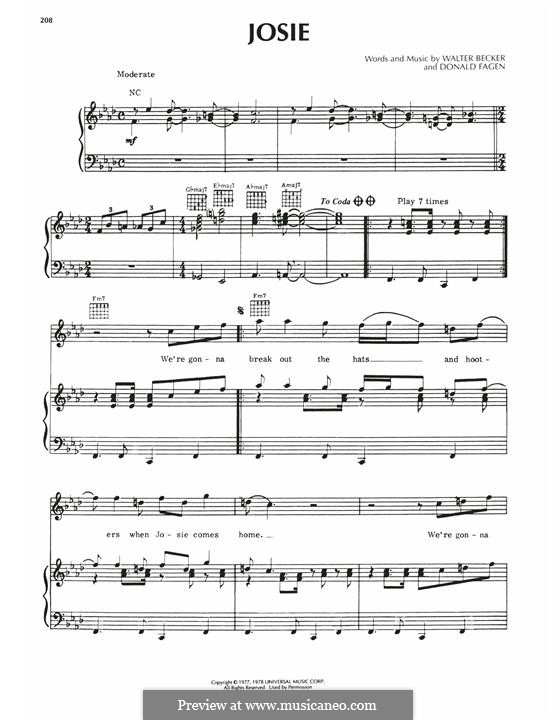 Josie (Steely Dan): Para vocais e piano (ou Guitarra) by Donald Fagen, Walter Becker