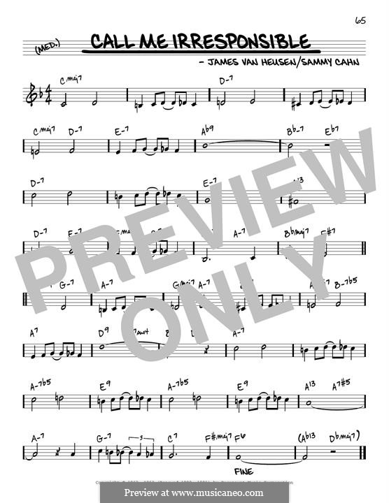 Call Me Irresponsible (Frank Sinatra): Melody line (reharmonized version) by Jimmy Van Heusen