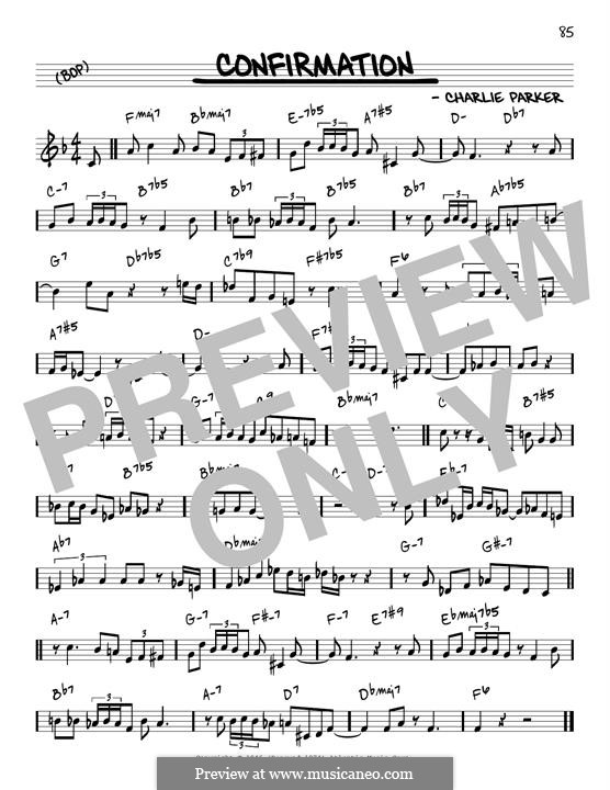 Confirmation: Melody line (reharmonized version) by Charlie Parker