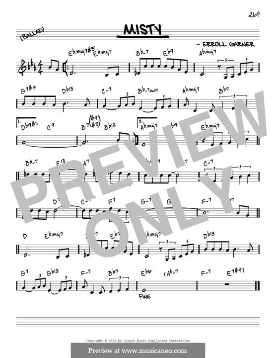 Misty (Johnny Mathis): Melody line (reharmonized version) by Erroll Garner