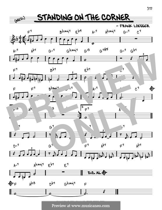 Standing on the Corner (The Four Lads): Melody line (reharmonized version) by Frank Loesser