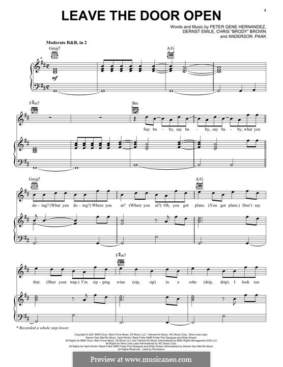 Leave The Door Open (Silk Sonic): Para vocais e piano (ou Guitarra) by Bruno Mars