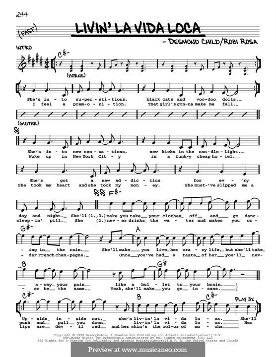 Livin' la vida loca (Ricky Martin): melodia by Desmond Child, Robi Rosa