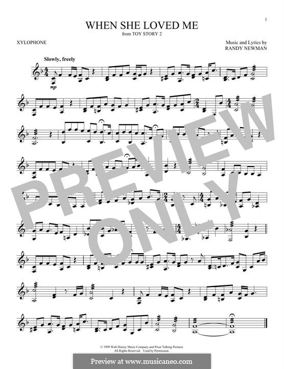 When She Loved Me (from Toy Story 2): For xylophone by Randy Newman