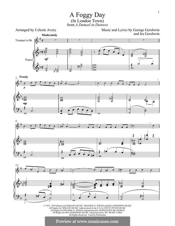 A Foggy Day (In London Town): para trompeta e piano by George Gershwin