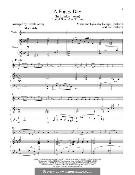 A Foggy Day (In London Town): para violino by George Gershwin