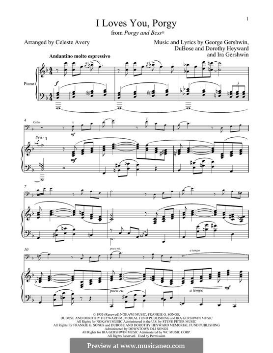 I Loves You, Porgy: para Violoncelo e piano by George Gershwin