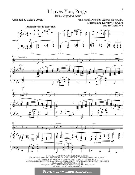 I Loves You, Porgy: para trompeta e piano by George Gershwin
