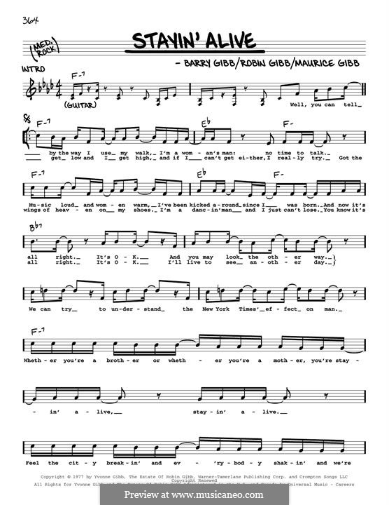 Stayin' Alive (The Bee Gees): melodia by Barry Gibb, Maurice Gibb, Robin Gibb