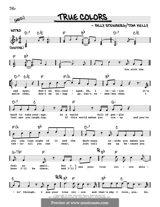 True Colors: melodia by Billy Steinberg, Tom Kelly