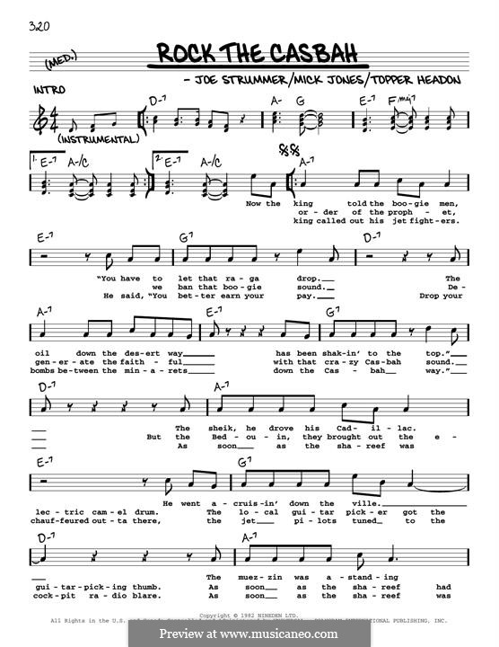 Rock the Casbah (The Clash): melodia by Joe Strummer, Mick Jones, Topper Headon