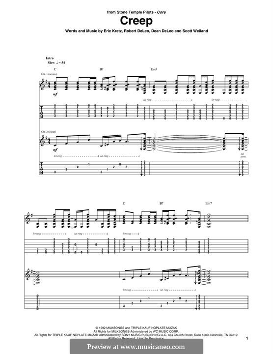 Creep (Stone Temple Pilots): Para Guitarra by Dean DeLeo, Eric Kretz, Robert DeLeo, Scott Weiland
