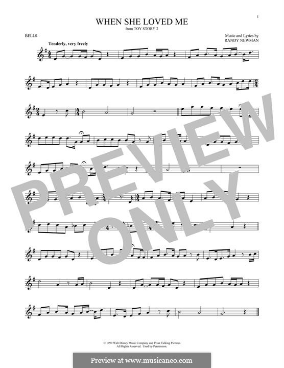 When She Loved Me (from Toy Story 2): For glockenspiel by Randy Newman