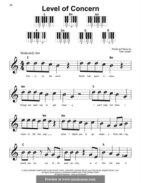 Level of Concern (Twenty One Pilots): Para Piano by Tyler Joseph