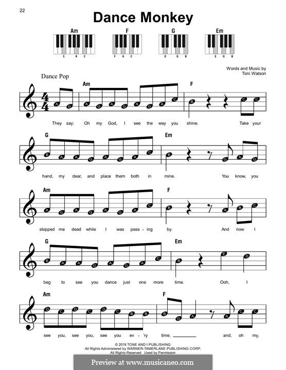 Dance Monkey (Tones And I): Facil para o piano by Toni Watson