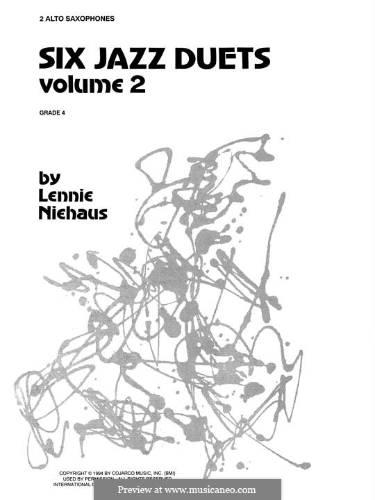 Six Jazz Duets: Volume 2, for alto saxophones by Lennie Niehaus