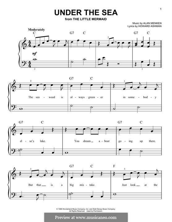 Under the Sea (from The Little Mermaid): Facil para o piano by Alan Menken