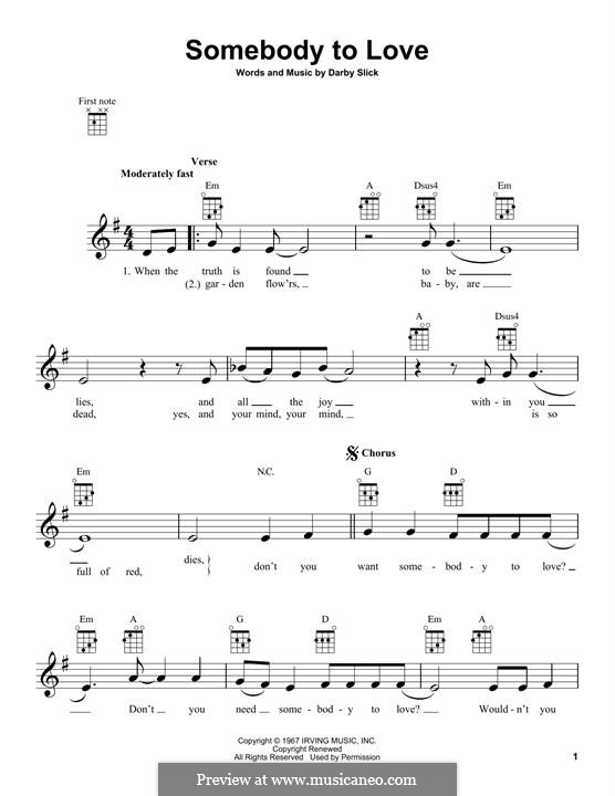 Somebody to Love (Queen): para ukulele by Freddie Mercury