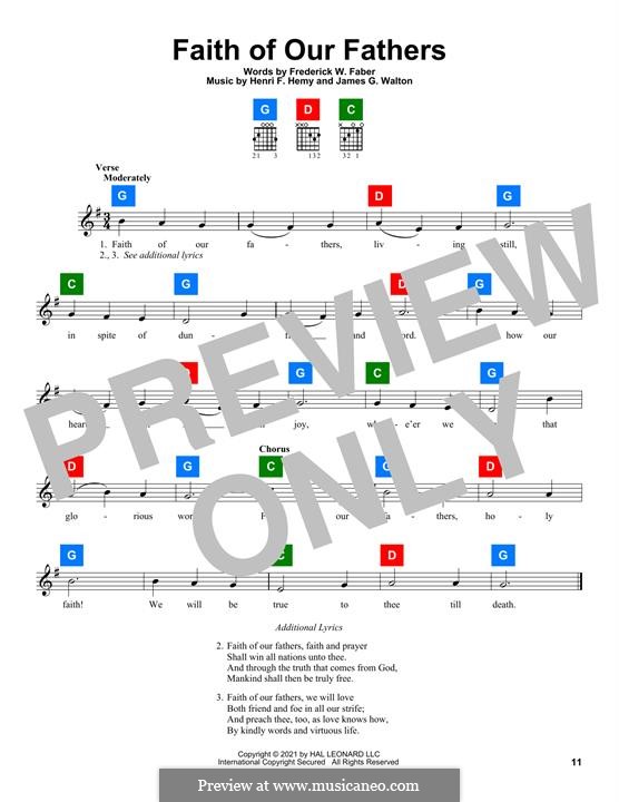 Faith of Our Fathers: melodia by Henri F. Hemy, James G. Walton