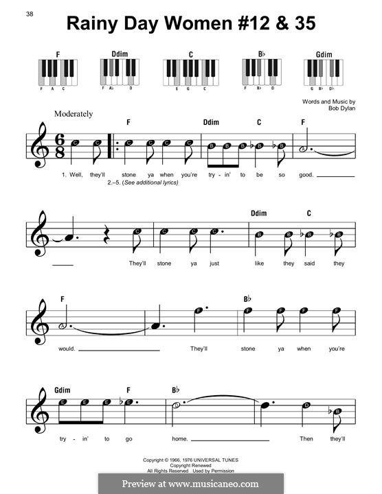Rainy Day Woman No.12 & 35: Facil para o piano by Bob Dylan