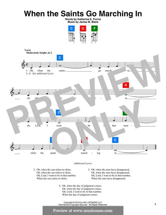 When the Saints Go Marching In: para ukulele by James Milton Black