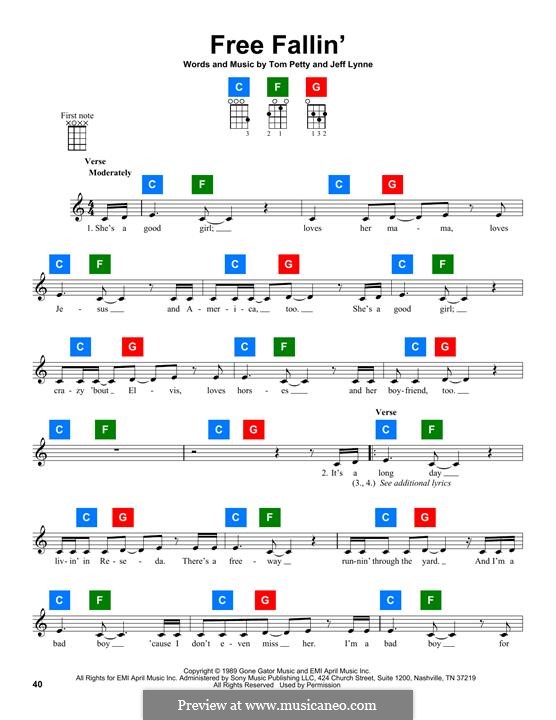 Free Fallin': para ukulele by Jeff Lynne