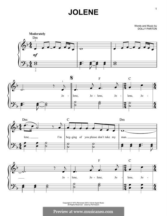 Jolene: Para Piano by Dolly Parton
