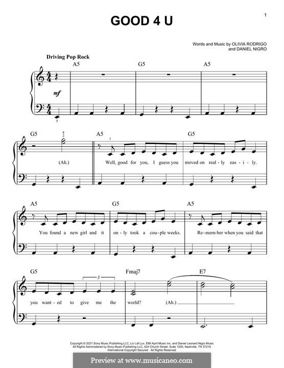 Good 4 u (Olivia Rodrigo): Para Piano by Daniel Nigro