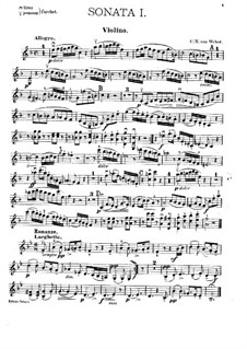 Six Sonatas for Violin and Piano, Op.10: parte do violino by Carl Maria von Weber