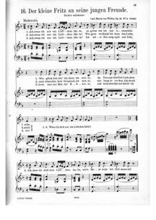 Six Songs, Op.15: Nr.3 Der kleine Fritz an seine jungen Freunde, J.74 by Carl Maria von Weber