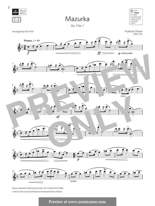 Mazurkas, Op.7: No.1 in B Flat Major, for flute by Frédéric Chopin
