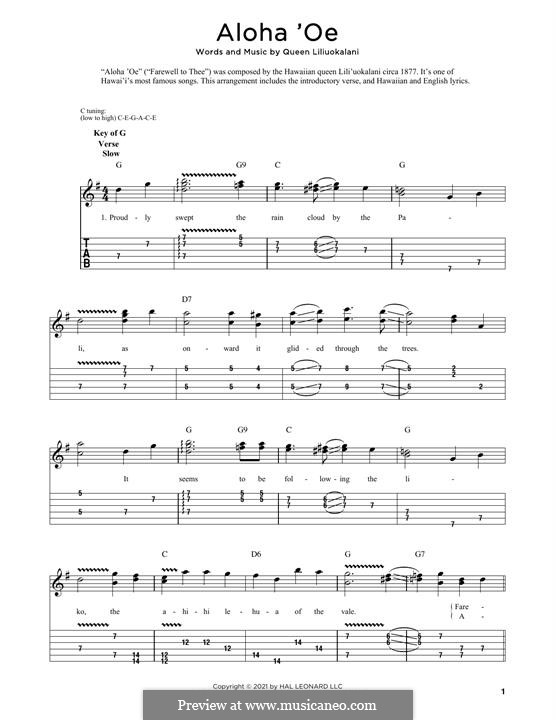 Aloha 'Oe: For dobro by Lydia Liliuokalani
