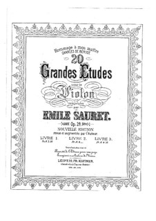 Twenty Grands Etudes for Violin, Op.24: Twenty Grands Etudes for Violin by Émile Sauret