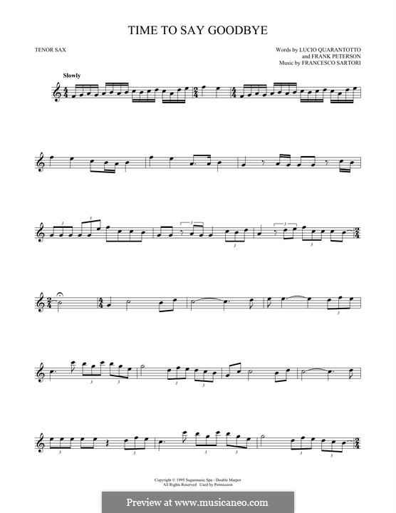 Time to Say Goodbye (Con te partirò): para saxofone tenor by Francesco Sartori