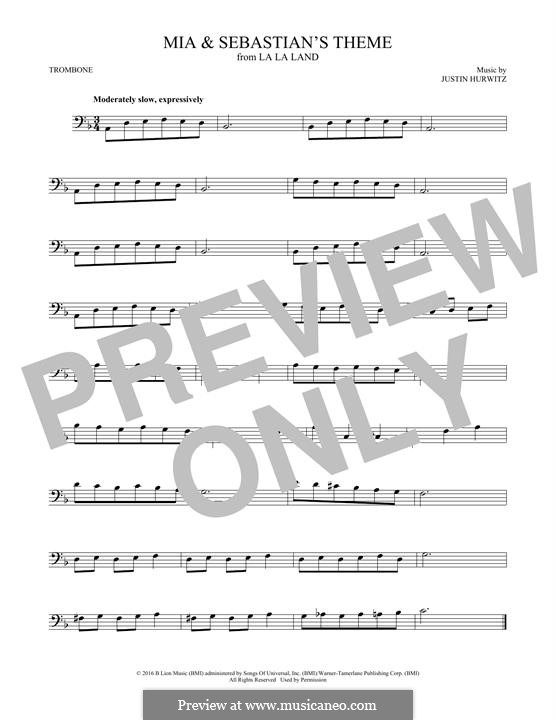 Mia and Sebastian's Theme (from La La Land): para trombone by Justin Hurwitz