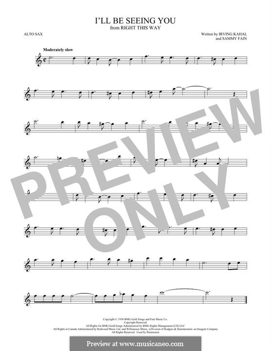 I'll Be Seeing You: para Saxofone Alto by Irving Kahal, Sammy Fain